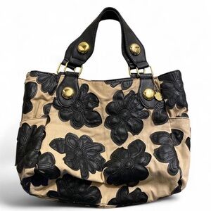 Big Buddha Tan and Black Floral Tote